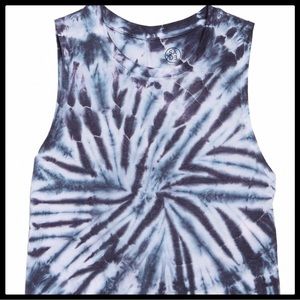 Sage Navy Tie Dye Crew Neck Tank Top
